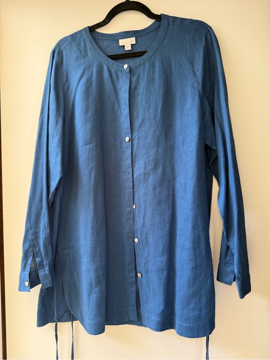 J. Jill Tops - J. Jill Linen Blue Women's Button-Down Long Sleeve Tunic